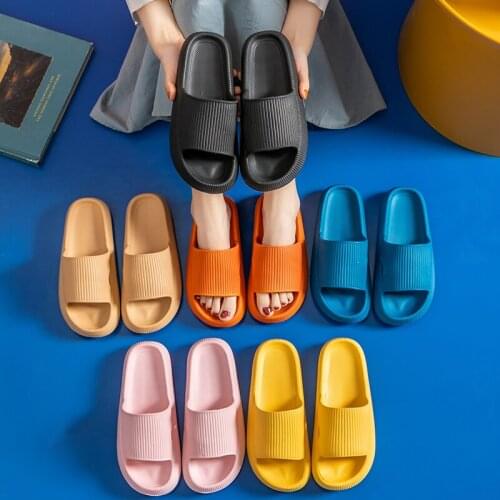 Women Thick Platform Slippers Summer Beach Eva Soft Sole Slide Sandals Leisure Men Ladies Indoor Bathroom Anti-slip Shoes