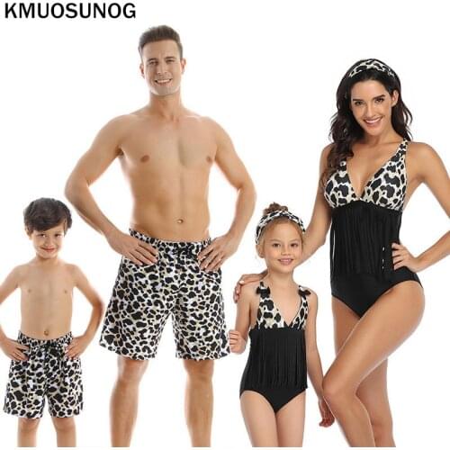 Family swimsuits Sexy Leopard Printed Matching Swimwear For Women Men Boy Girl Family Look Swimsuit Mom Daughter Swimwear C0708