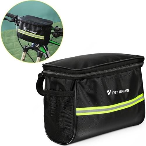 Bike Handlebar Bag Cycling Handlebar Storage Bag Water Resistant Large Capacity Mountain Bicycle Front Frame Bag Pannier Pouch