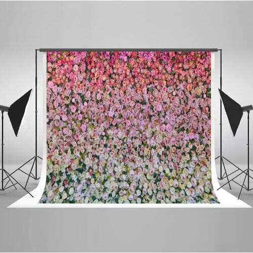 VinylBDS 5x7FT Pink Wedding Flower Wall Photography Background Stage Studio Photo Background Cotton Achtergrond Fotografie