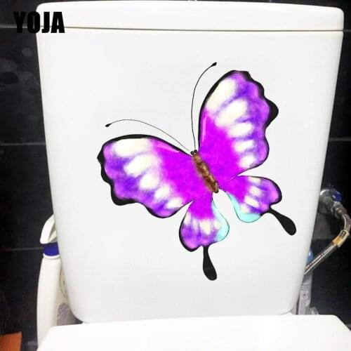 YOJA 21.1X20.9CM Cartoon Insect Room Decor Purple Butterfly Home Wall Decal WC Toilet Seat Stickers T1-2080