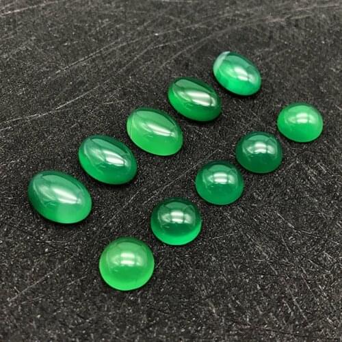 Jewelry Accessories Cabochon No Hole Beads DIY for Rings Natural Green Chalcedony Agates Quartz Stone Cabochon Beads for Women