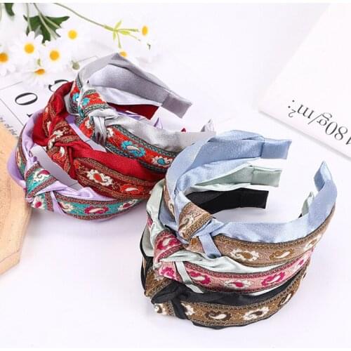 2020 Woman Fashion Hair Headband Ethnic Print Hair Hoop Temperament Retro for Girls Head Bands Accessories for Womens Turban