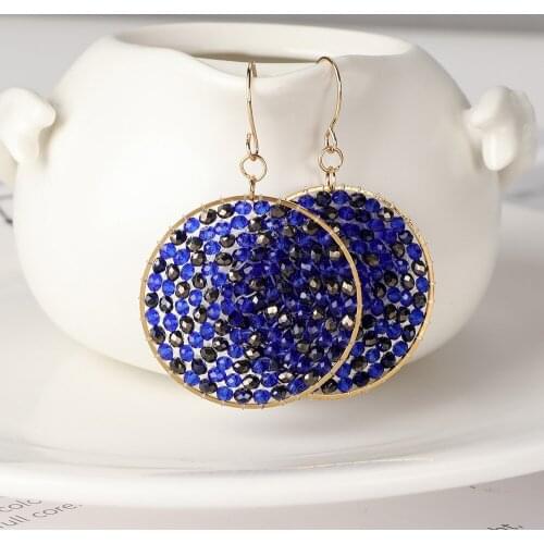 2021 New Stainless Steel 반지 Glass Beads Handmade Color Rice Beads Earrings Bohemian Beach Vacation Golden Earrings For Woman