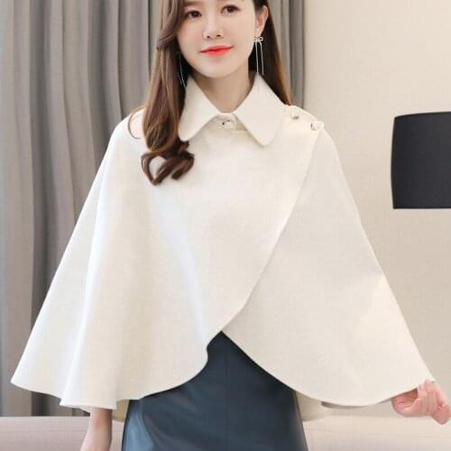 Female Pullovers Autumn Cape Coats Women Casual Solid Button Split Cloak Windbreaker