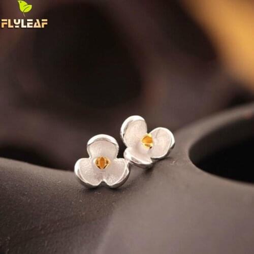 925 Sterling Silver Magnolia Flower Stud Earrings For Women High Quality Girl Gift Prevent Allergy Sterling-silver-jewelry