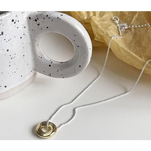 925 Sterling Silver Pendant And Necklace Gift For Womens Personalized Boho Geometric Circle Simple Versatile Fine Jewellery