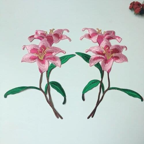10 Sets/lot Embroidery Patch Letter Lily Flower Stage Costume Clothing Decoration Sewing Accessory Iron Heat Transfer Applique