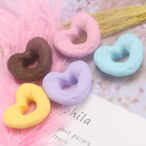 10Pcs Heart Shape Bread Flatback Resin Cabochon Fake Food Play Fit Phone Decoration Craft DIY Scrapbooking Accessories 31*27mm