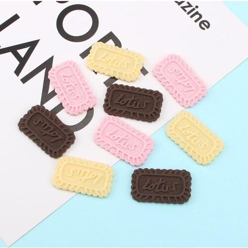 20Pcs Simulation Cookies Miniature Flatback Resin Cabochon Kawaii Fake Food DIY Phone Shell Decoration Scrapbooking Craft Supply