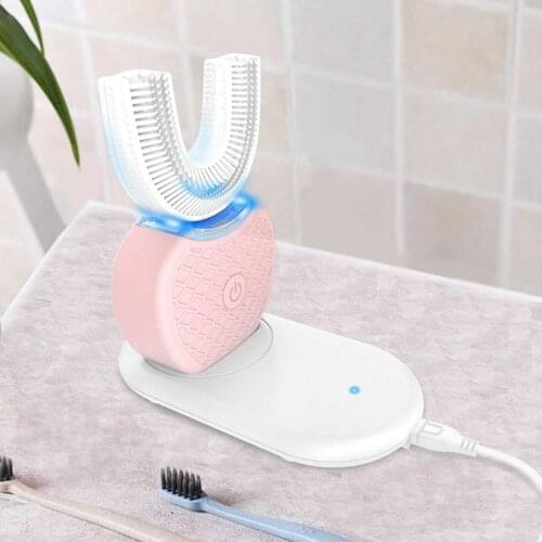 360 Degrees Intelligent Automatic Sonic Electric Toothbrush U Type Tooth Brush USB Charging Tooth Teeth Whitening Blue Light