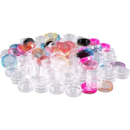 50 Pieces Plastic Pot Jars Empty Cosmetic Container with Lid for Creams Sample Make-up Storage, 5 g, 10 Colors