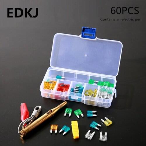 60pcs/boxed car fuse tape measuring pen insurance sheet set 60 zinc-material fuse small insert 5-30A