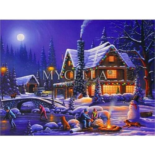 Diamond Mosaic Full Square 5d Diy Diamond Painting Winter Landscape Diamond Embroidery Picture Of Rhinestone Decor Home icon