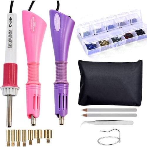 Rhinestone Applicator Hotfix Rhinestone Tool kit Pink Iron-on Hot Fix Wand Heat-fix Tool 110/220V Drill Pen Electric Ho DIY Fix