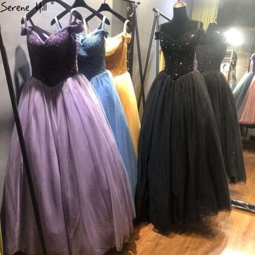 Black Sweetheart Sexy Ball Gown Evening Dresses 2020 Sleeveless Beading Formal Dress Design Serene Hill DLA70483