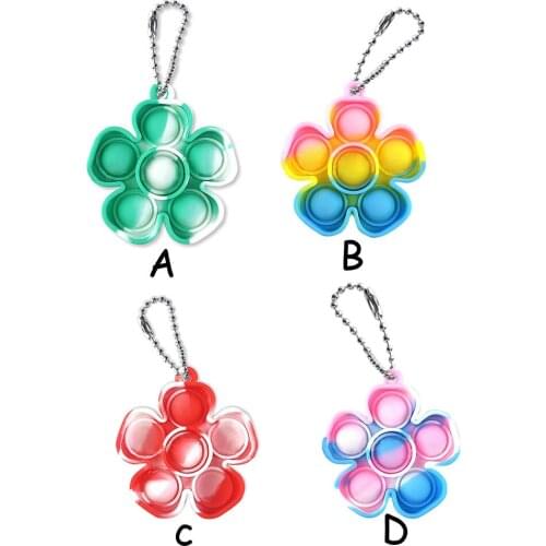 Kids Simple Dimple Fidget Keychain Push Bubble Sensory Toy Anti-stress Relaxing Fidget Autism Toys Stress Relieve for Adults Kid