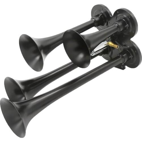 Loud 150db 4/Four Trumpet Train Air Horn for Any 12/24V Car Vehicles - Black