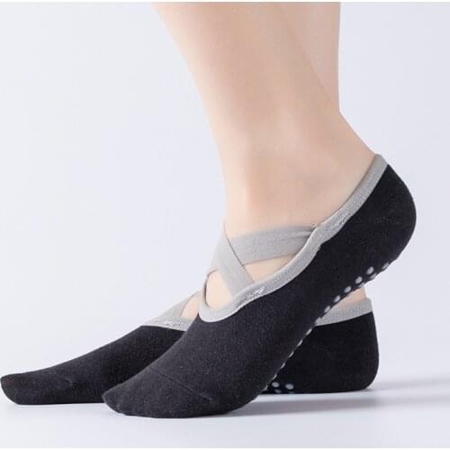 Cotton Gym Sports Socks Backless Breathable Wear Resistant Fitness Socks Women Cross Strap Anti Slip Ballet Yoga Socks