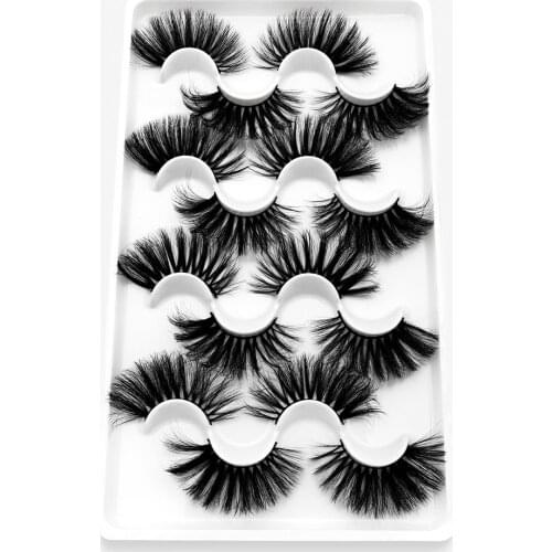 ISEEN 8 Pairs False Eyelashes 25mm 3D Fake Lashes Long Makeup Mink Lashes Eyelash Extension Faux Mink Eyelashes for Beauty