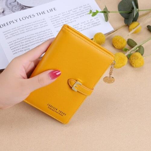 Women Short Large Capacity Clutch Card Holder Interior Zipper Coin Pocket Solid Color Soft Leather Ladies Wallet Fashion Bag