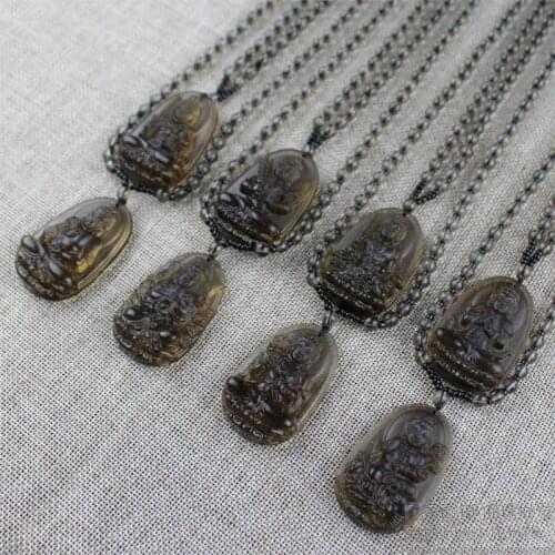 Ice Obsidian Natal Buddha Pendant Guardian Deity Necklace For Men And Women