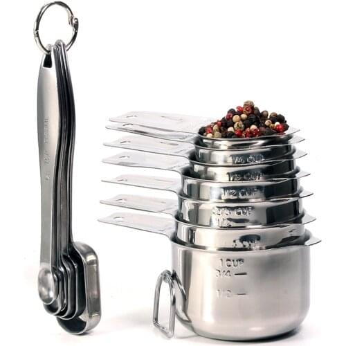 Measuring Cups and Spoons Set 304 Stainless Steel, Liquid and Dry Measurement - Kitchen Gadgets & Utensils for Cooking & Baking