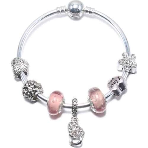 Trendy bracelet with love charms bracelet diy pendant bangle bead jewelry for women girl gift
