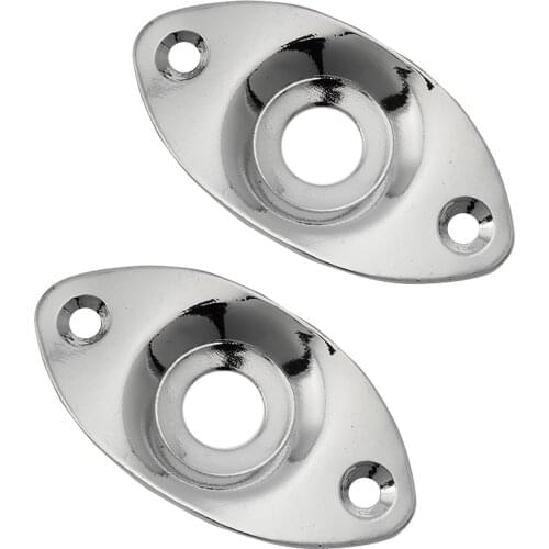 Musiclily Oval Guitar Jack Plate, Chrome (2 Pieces)