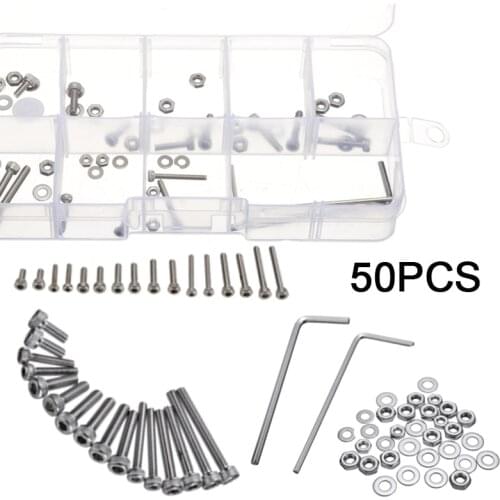 50PCS Universal Turntable Headshell Cartridge Mounting Kit Stainless Steel Bolts Screws Nuts Set