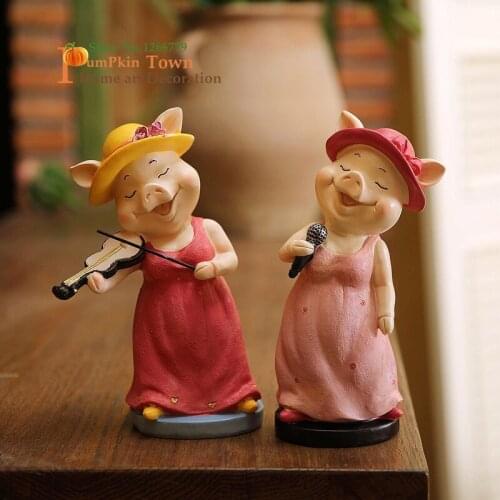 NEW Cute musician!boys and girls pigs play vividly,sing and play the piano,sweet Valentines Day gifts, outdoor garden ornaments
