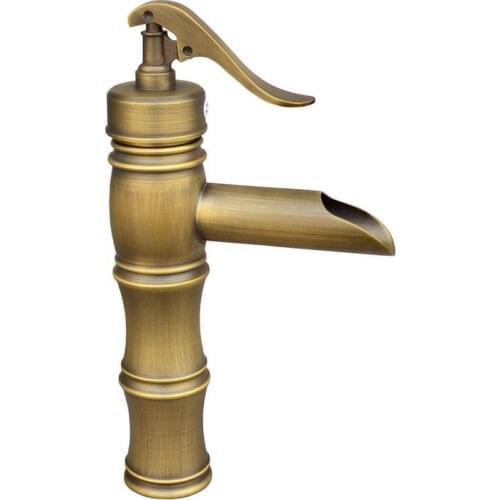 NEW "Water Pump Look" Style Vintage Retro Antique Brass Bathroom Sink Basin Mixer Tap Faucet One Hole Single Handle mnf294