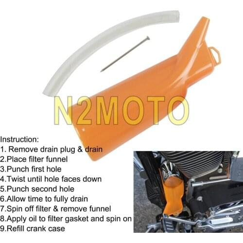 Orange Oil Filter Funnel Drip Free Oil Change Refill Drain Funnel for Harley Sportster XL 883 1200 XR Dyna Softail Touring