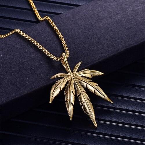 Men Women Golden Silver Color Hemp Leaf Pendants Link Chains Hip Hop Jamaica Esserteauiana Jewelry Necklaces