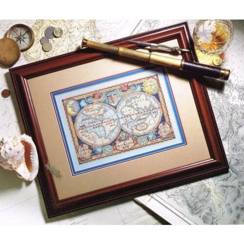 Hot Embroidery Antique New World Map Cross Stitch Pattern Maker for Mac with 100% Cotton Floss & Free Shipping for Home Decor