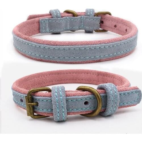 Adjustable Dog Collars Personalise Frosted Oxhide Necktie For Small Dogs Contrast Design Soft Comfortable Adjustable Dogs Collar