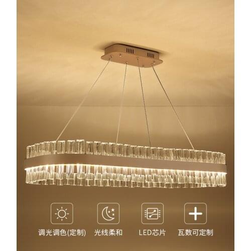 Restaurant chandelier light luxury postmodern minimalist rectangular dining room lamps Nordic creative oval bar crystal lamp LED
