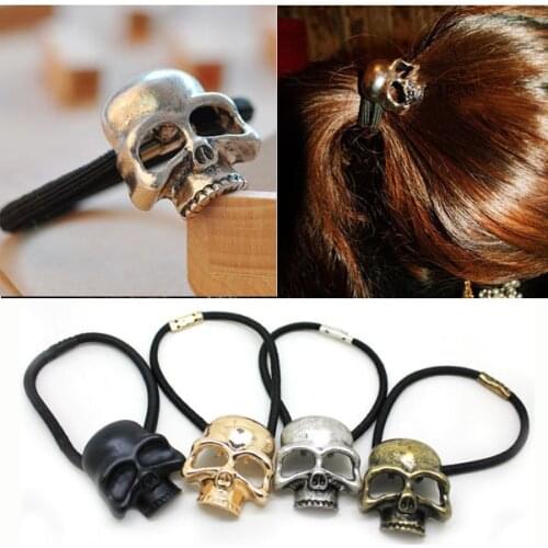 4pcs/lot Halloween Gothic Fashion Skull Scrunchies For Women Hair Accessoires For Girl Metal Skull Hair Bands Elastic HeadBands