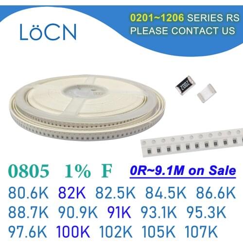 0805 1% 5000PCS SMD Resistor F 80.6K 82K 82.5K 84.5K 86.6K 88.7K 90.9K 91K 93.1K 95.3K 97.6K 100K 102K 105K 107K 2012 OHM