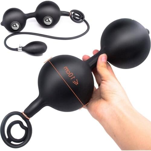 Silicone Anal Plug Inflatable Butt Beads Gay Expandable Large Dildo Pump Prostate Massage Sex Toys for Women Men