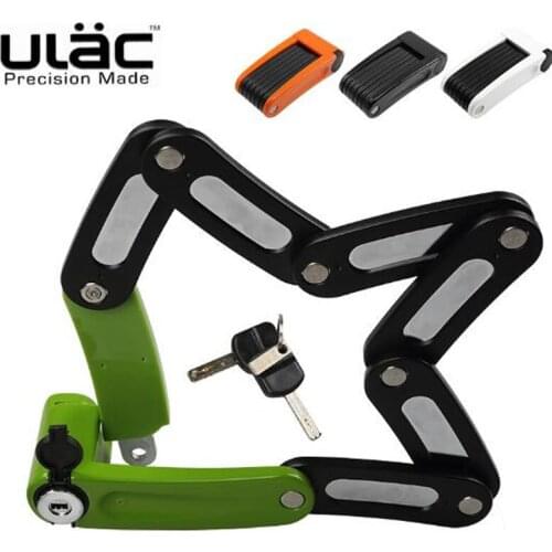 ULAC Folding Bicycle Lock Mini Portable Foldable Bike Lock Professional Anti-theft Alloy Strong MTB Mountain Road Bike Lock