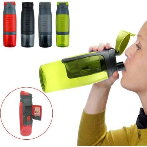 750ML Sport Water Bottles Storage Wallet Security Leak-Proof Portable Gym Fitness Kettle Outdoor Cycling Bike Climbing Cup