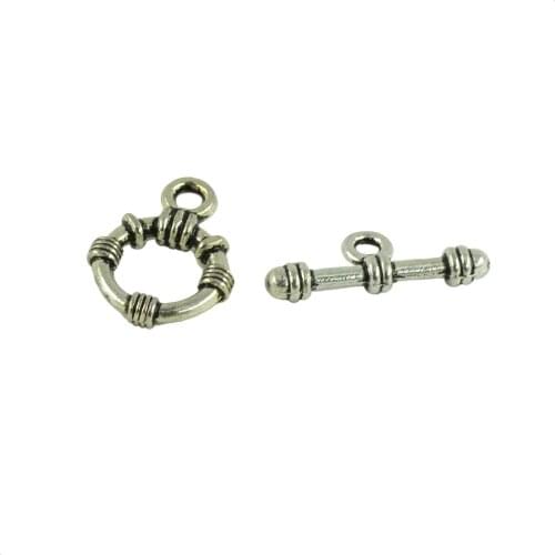 20 Sets Vintage Tibetan Silver Round Toggle Clasps For Bracelet Jewelry DIY