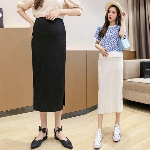 Maternity skirt female summer wear thin section slit a-line crotch cover pregnant women skirts belly lift skirt mid-length
