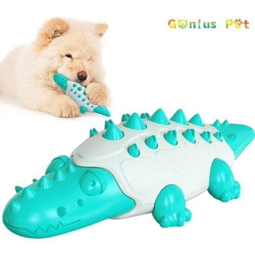 Dog Toy Multifunctional Iron-clad Crocodile Dog Molar Massaging Toy Chew Toy Food Dispensing Feeder Dog Accessories Pet Supplies
