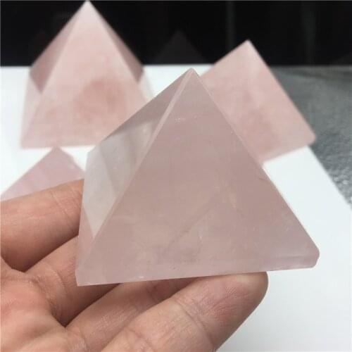1pc 20-80mm Natural Rose Quartz Pyramid Stone Crystal Feng Shui Healing Specimens Wicca Decor Decorative Stones