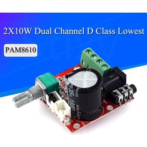 12V Mini Hi-Fi PAM8610 Audio Stereo Amplifier Board 2X10W Dual Channel D Class Lowest Price RED