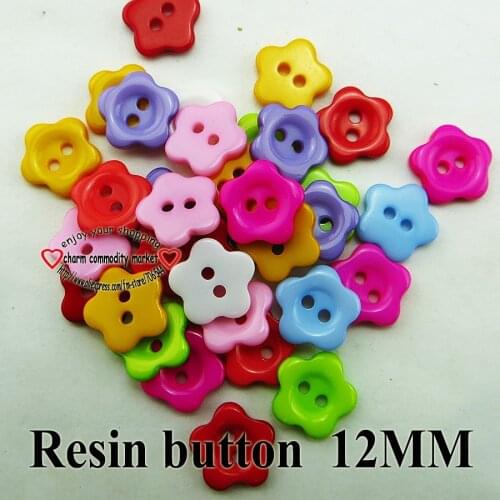 150PCS 12MM mixed colors Dyed resin flowers buttons coat boots sewing clothes accessories R-257
