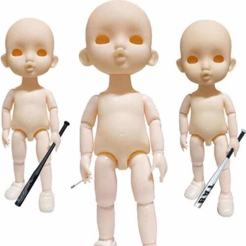 17 cm OB11 Dolls Makeup Naked Nude BJD Body Baby With 3D Real Eyes Lovely Girl Gifts DIY BJD Doll 13 Jointed