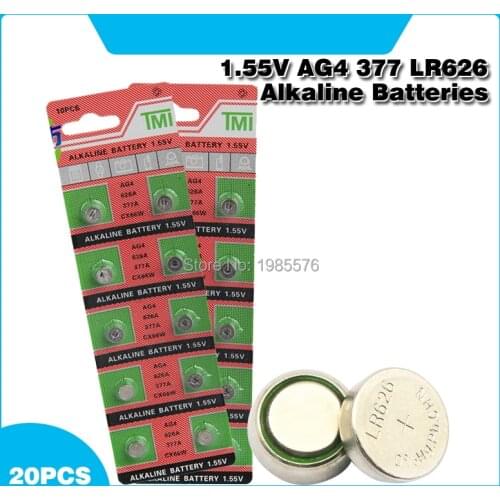 20pcs 1.55V AG4 Battery SR626 377 LR626 LR66 SR66 SR626SW 377A Button Cell Watch Coin G4 Batteries For Gadgets Watches